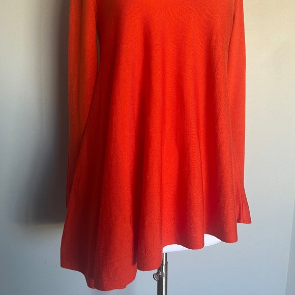 COS Red Orange Asymmetrical Hem Casual Flowing  Sweater Tunic Dress 100% wool - Picture 11 of 16
